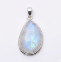 Teardrop Moonstone Pendant – 925 Sterling Silver, Minimalist Boho Gemstone Necklace