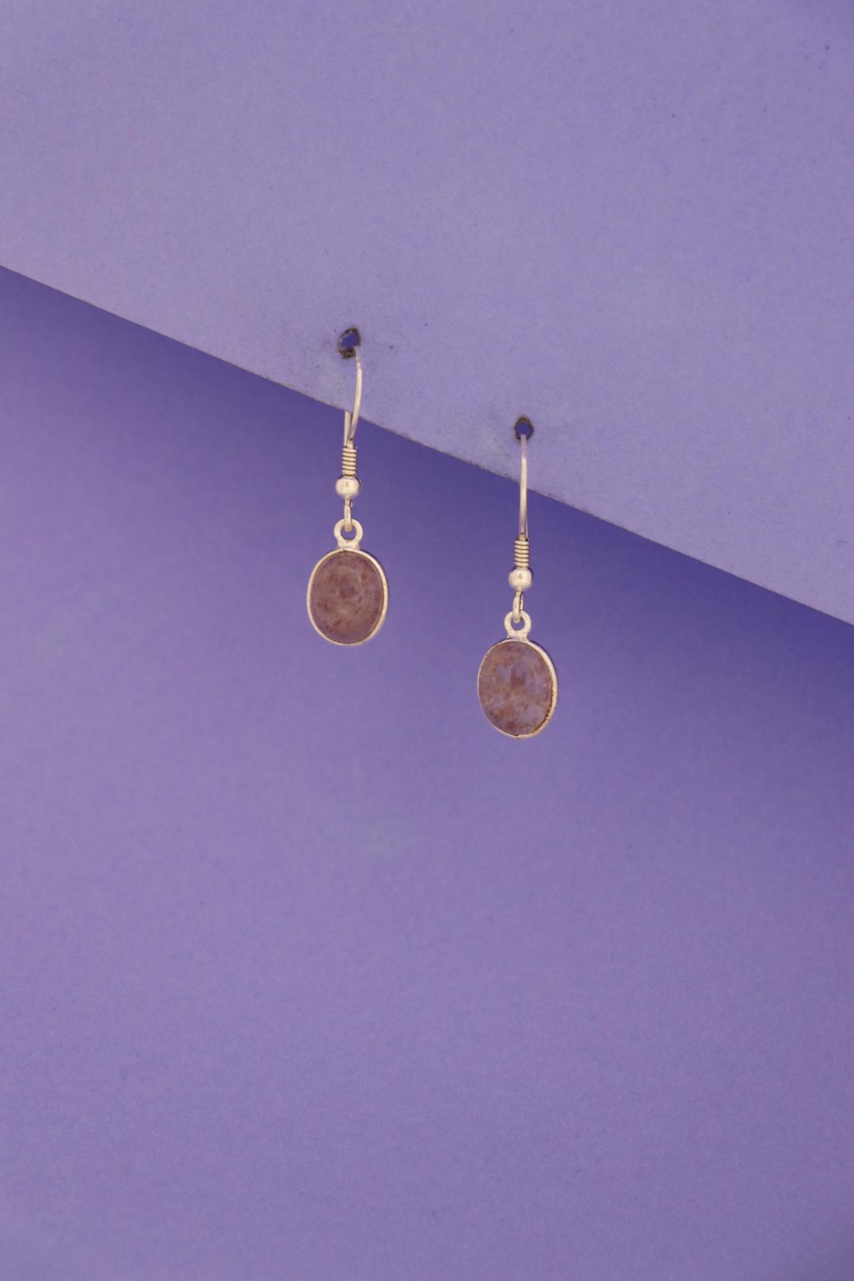 Sunstone Oval Drop Earrings 925 Sterling Silver | Gemstone Dangle | Gift for Her | Boho Jewelry