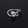 Sterling Silver CZ Flower Swirl Ring, Rhodium-Plated Boho Stacking Band
