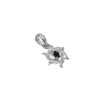 Sapphire CZ Flower Pendant – Sterling Silver September Birthstone Necklace