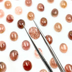 Sunstone Cabochons, Smooth Oval Gemstone Cabs, 10x8 MM, Pack of 3