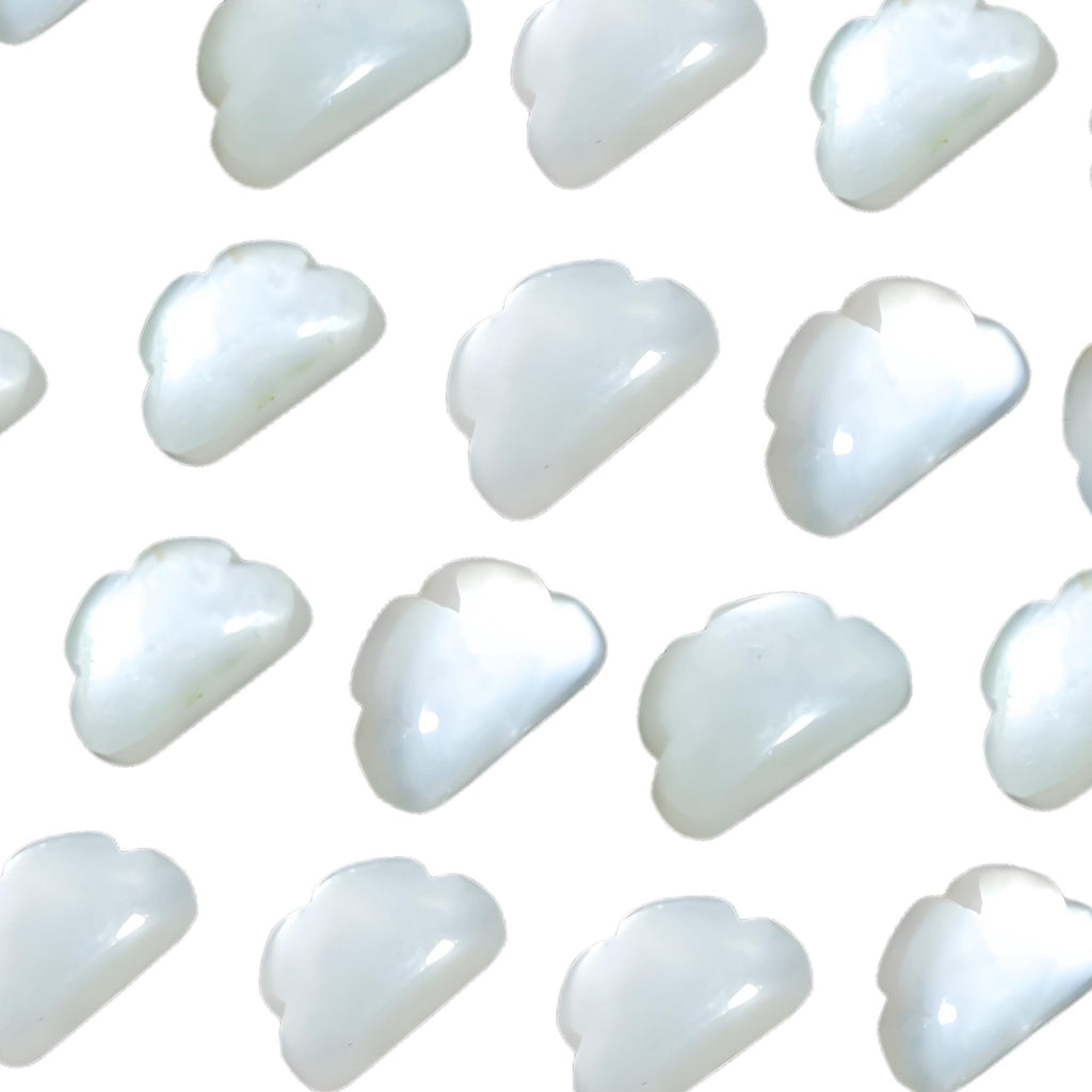 White Moonstone Cloud Charms, Carved Briolettes, Gemstone Beads