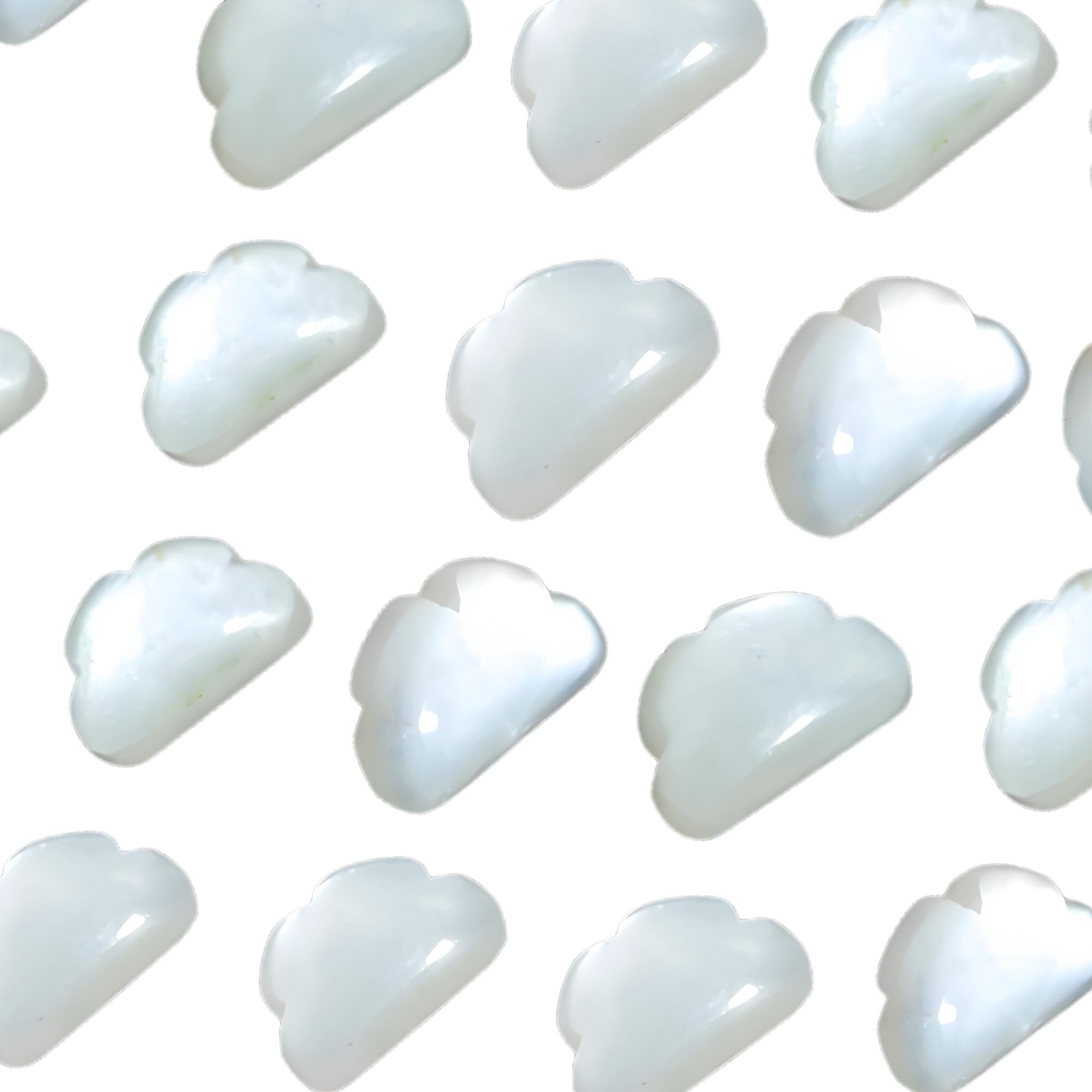 White Moonstone Cloud Charms, Carved Briolettes, Gemstone Beads