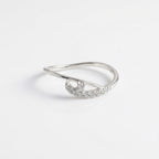 Sterling Silver CZ Cuff Ring, Pavé Crescent Open Band, Boho Stacking Jewelry