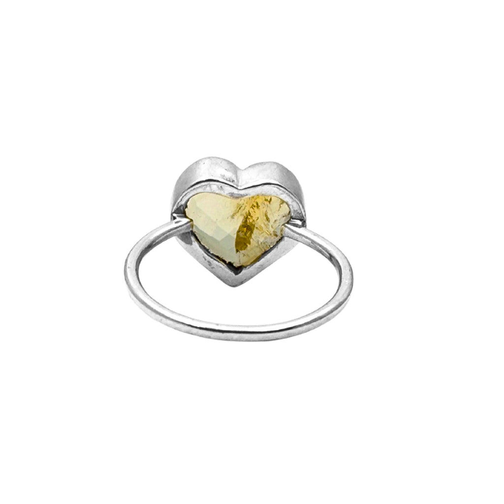 Citrine Heart Ring – 925 Sterling Silver, Faceted Yellow Gemstone, Handmade Promise or Statement Ring