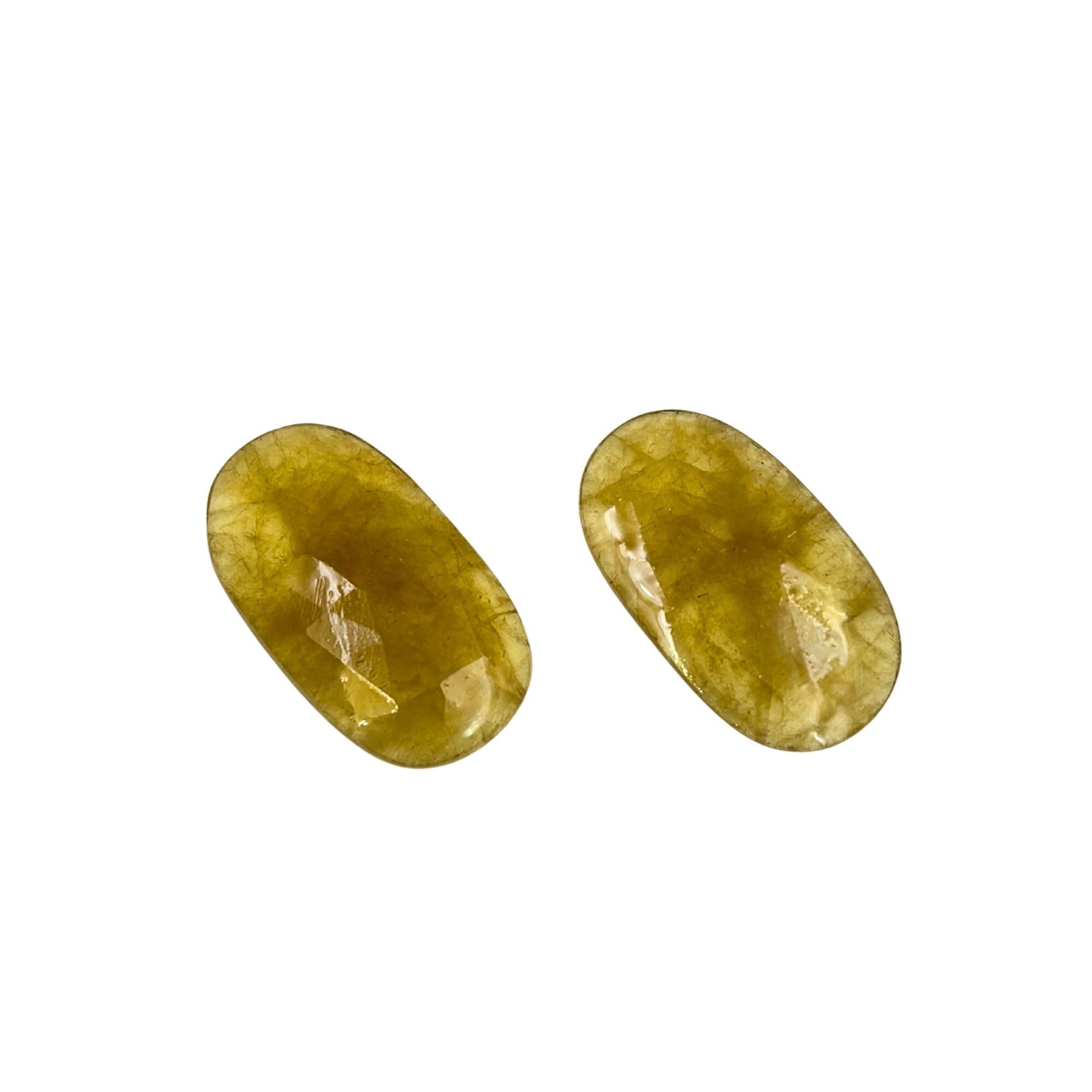 Rose Cut Sapphire Slices: Natural Untreated Gemstone Pair