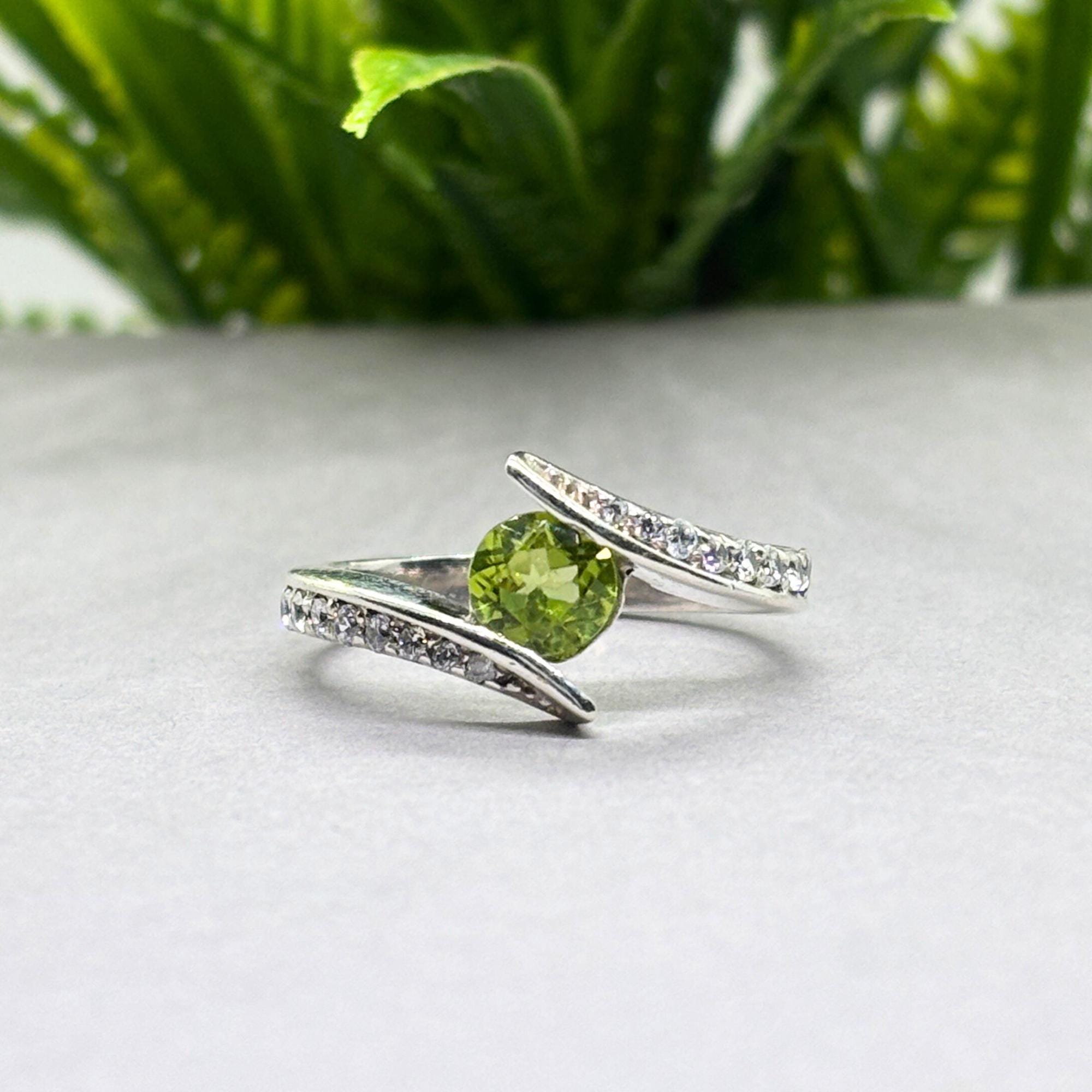 Natural Peridot Round Ring | 925 Sterling Silver | August Birthstone | Gemstone Band | Handmade in Jaipur