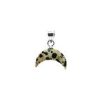 Dalmatian Jasper Crescent Moon Pendant: Sterling Silver Boho Necklace
