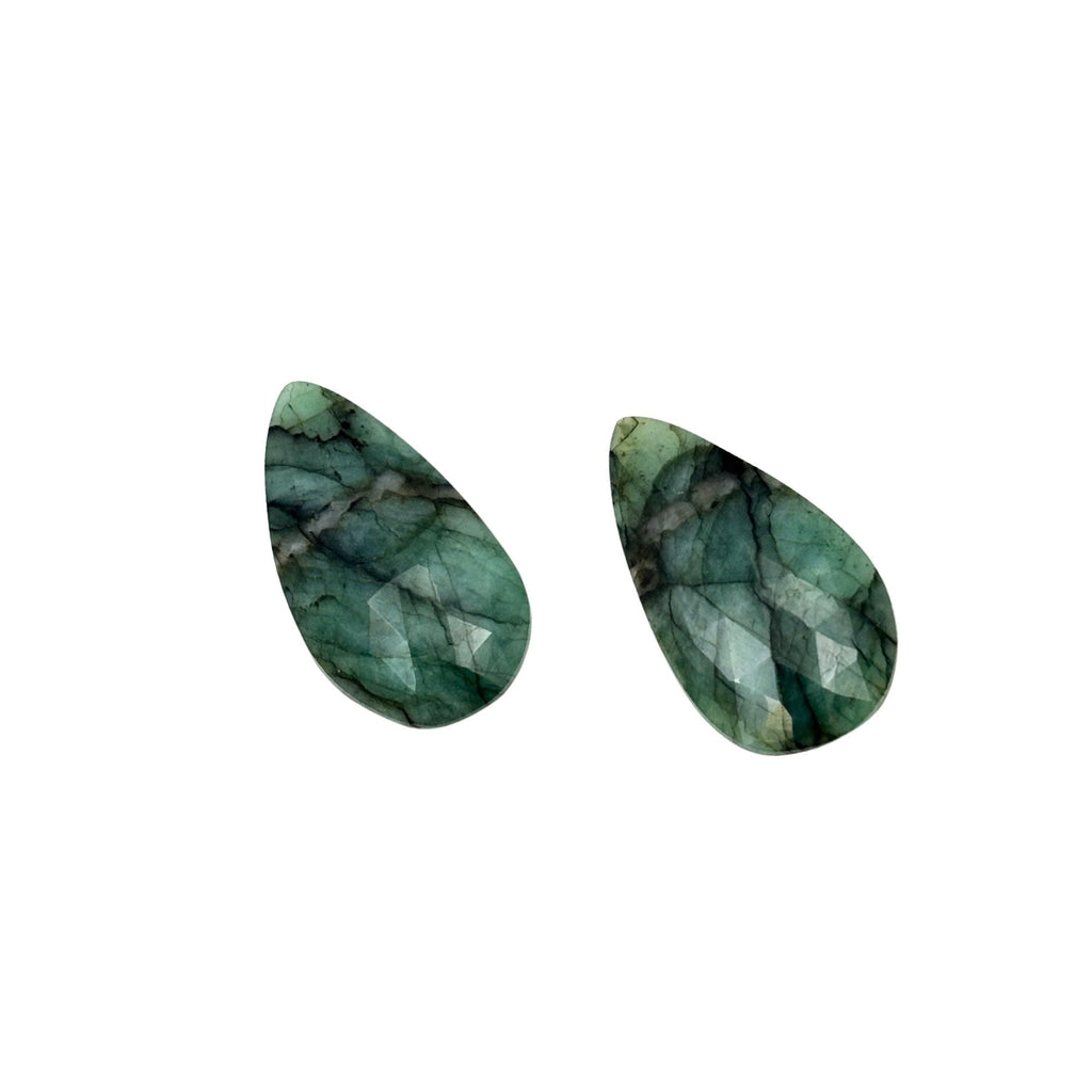Rose Cut Sapphire Gemstone Slices: Natural Untreated Pair