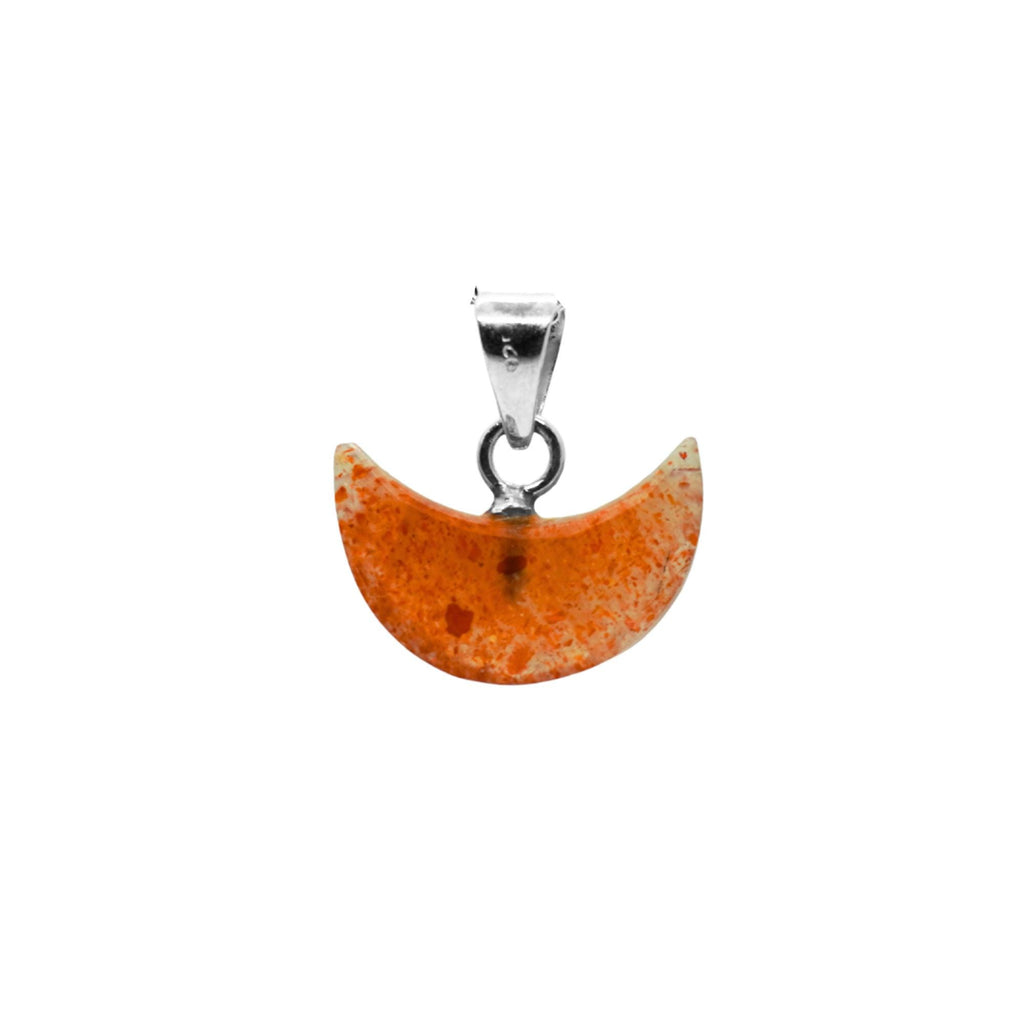 Sunstone Half Moon Pendant: Sterling Silver Celestial Necklace