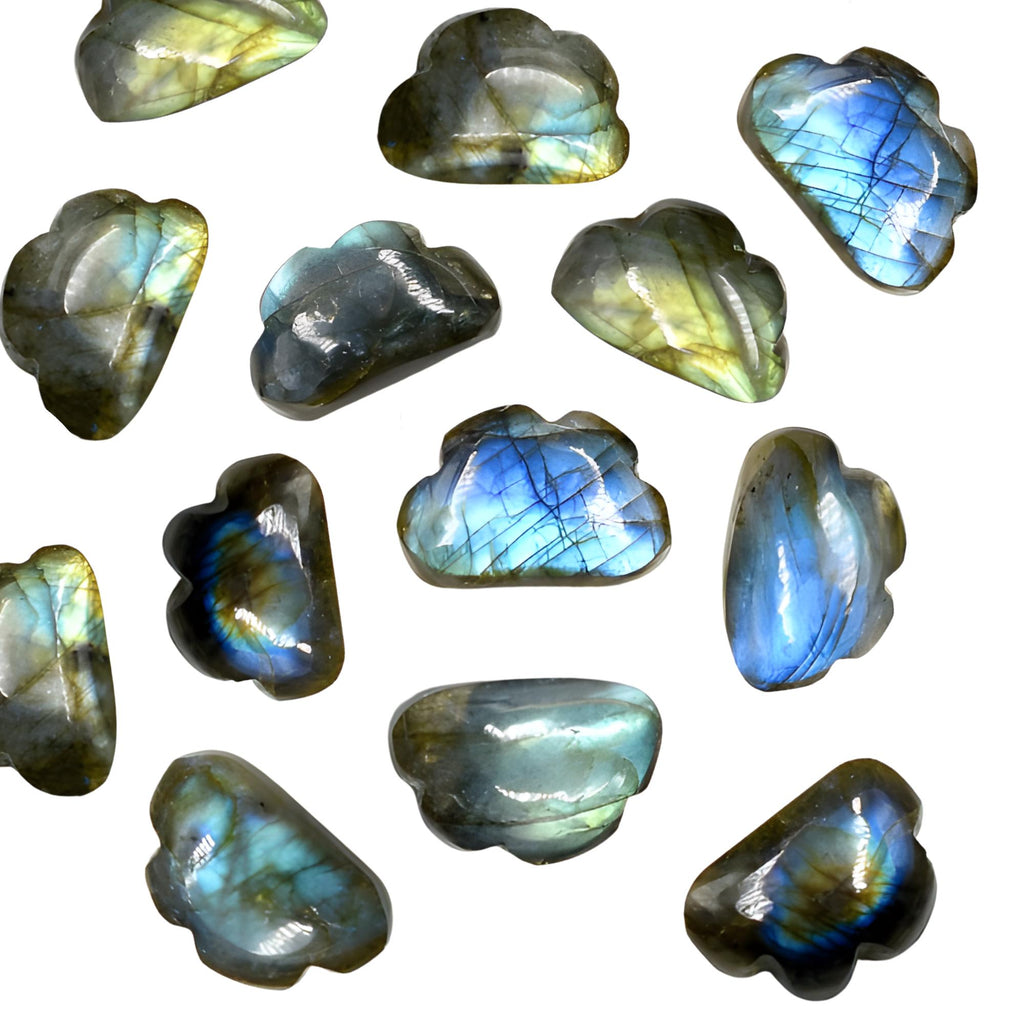 AAA Labradorite Cloud Charms, Carved Gemstone Beads, 11mm