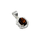 Garnet CZ Halo Pendant in 925 Sterling Silver – Vintage Style Oval Red Gemstone Necklace, January Birthstone Jewelry Gift for Her