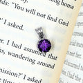 Amethyst Round Solitaire Pendant in 925 Sterling Silver – Deep Purple February Birthstone Necklace, Minimalist Gemstone Jewelry Gift for Her