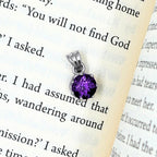 Amethyst Round Solitaire Pendant in 925 Sterling Silver – Deep Purple February Birthstone Necklace, Minimalist Gemstone Jewelry Gift for Her