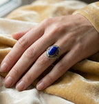 Natural Lapis Ring | 925 Sterling Silver | Vintage Gemstone Band | Handmade Jaipur