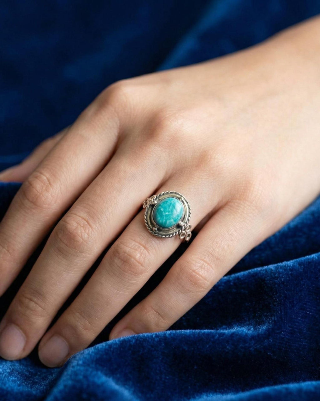 Oxidized oval Sterling Silver Ring: Handmade Boho Jewelry