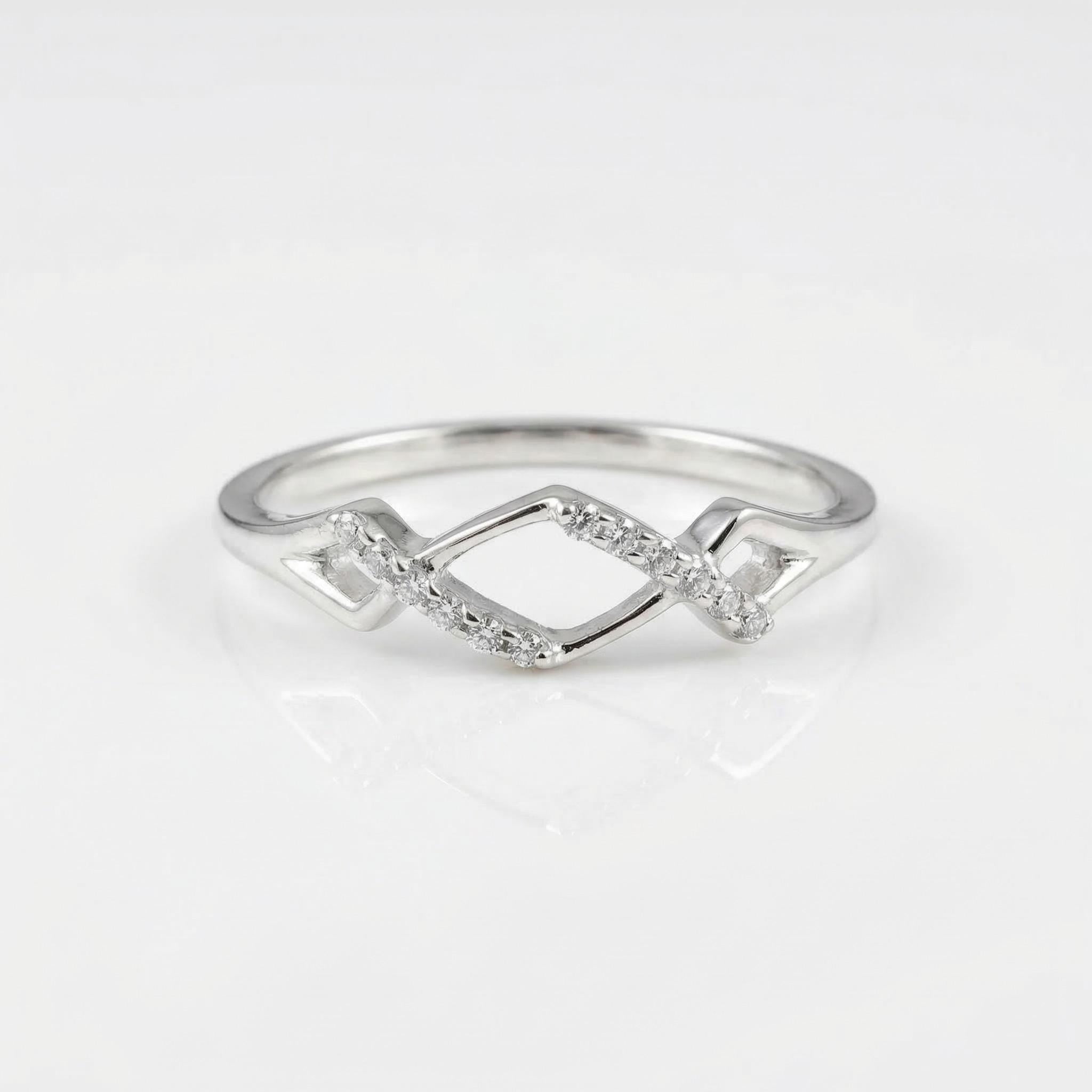 925 Sterling Silver Infinity Ring, Pave CZ Cluster Band, Stackable Engagement Ring