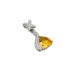 Citrine Trillion Pendant – Sterling Silver CZ Flower Drop, November Birthstone