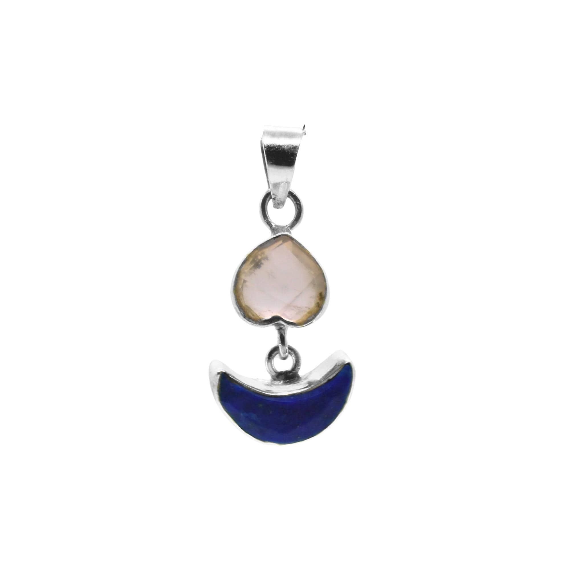 Lapis Lazuli Crescent Moon Pendant: Sterling Silver Celestial Boho Charm