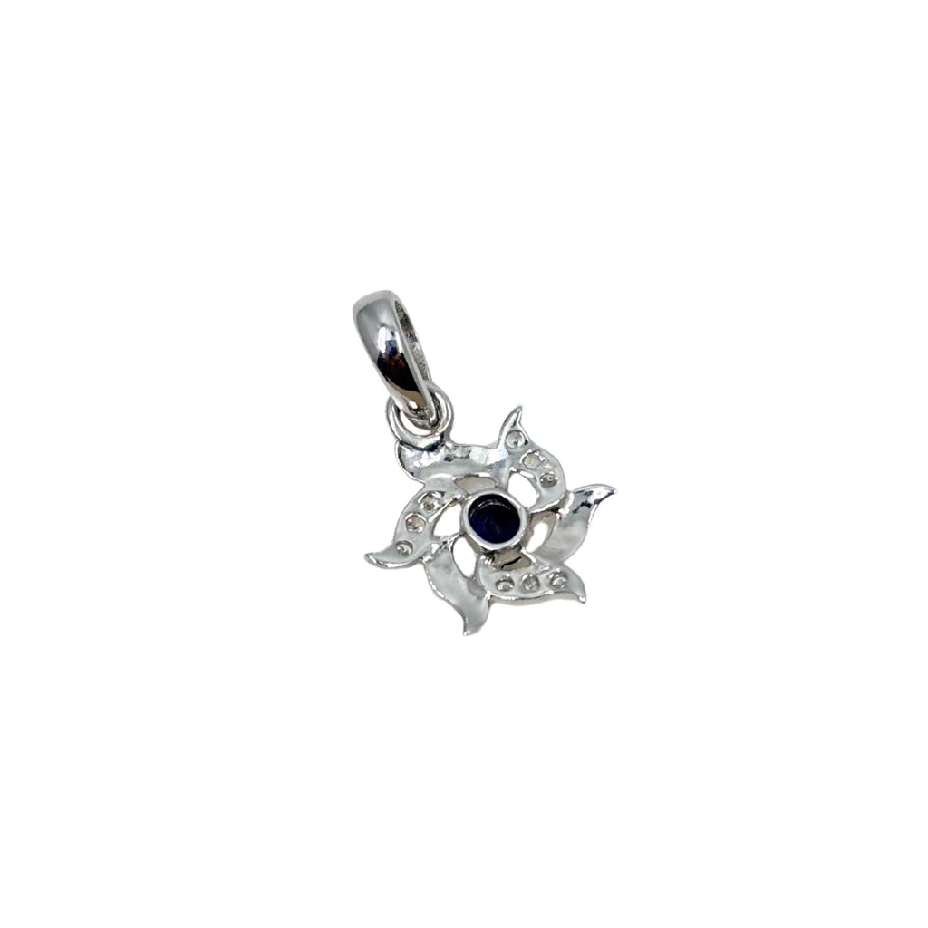 Sapphire CZ Flower Pendant – Sterling Silver September Birthstone Necklace