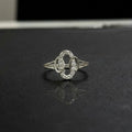 925 Sterling Silver CZ Link Ring, Double Oval Pavé Band, Stackable Chain Jewelry