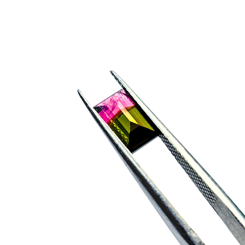 Natural Vivid Bi Color Tourmaline 1.33 ct – Baguette Faceted Cut, Loose gemstone, Jewelry making