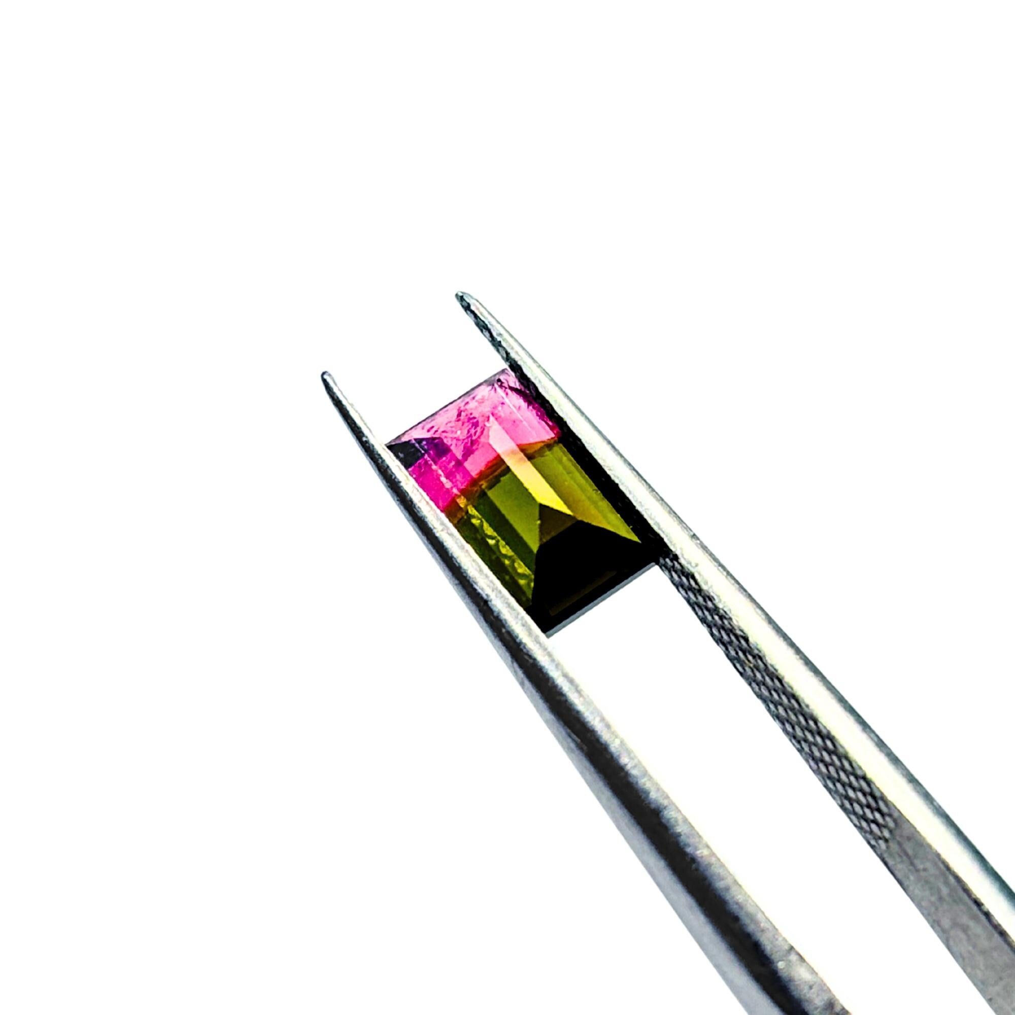 Natural Vivid Bi Color Tourmaline 1.33 ct – Baguette Faceted Cut, Loose gemstone, Jewelry making