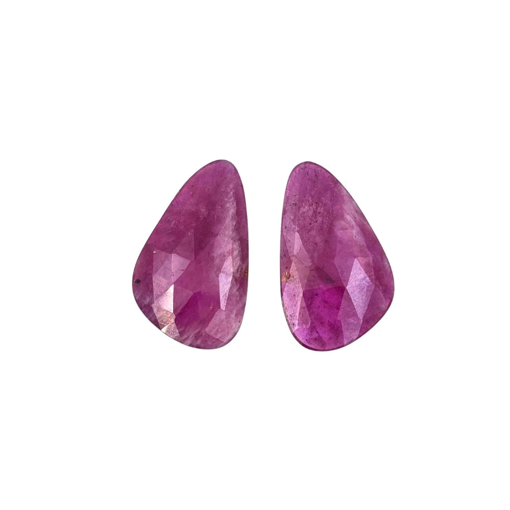 Rose Cut Sapphire Slices: Natural Untreated Gemstone Pair