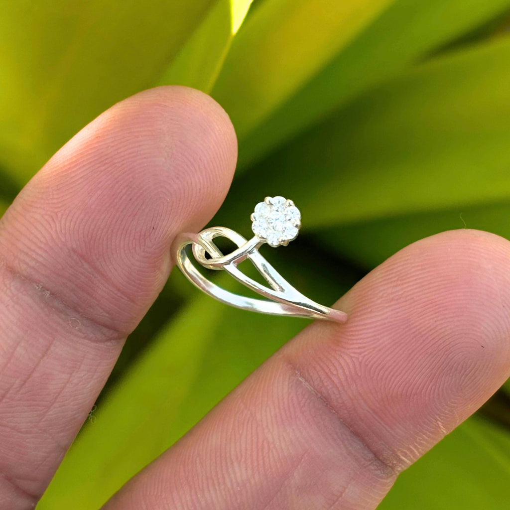 925 Sterling Silver CZ Infinity Ring - Dainty Swirl Band Sparkling Solitaire, Romantic Promise Ring, Everyday Stacking Jewelry Gift for Her