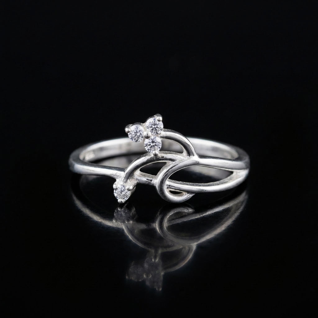 Sterling Silver Vine Ring with Cubic Zirconia • Botanical Branch Jewelry