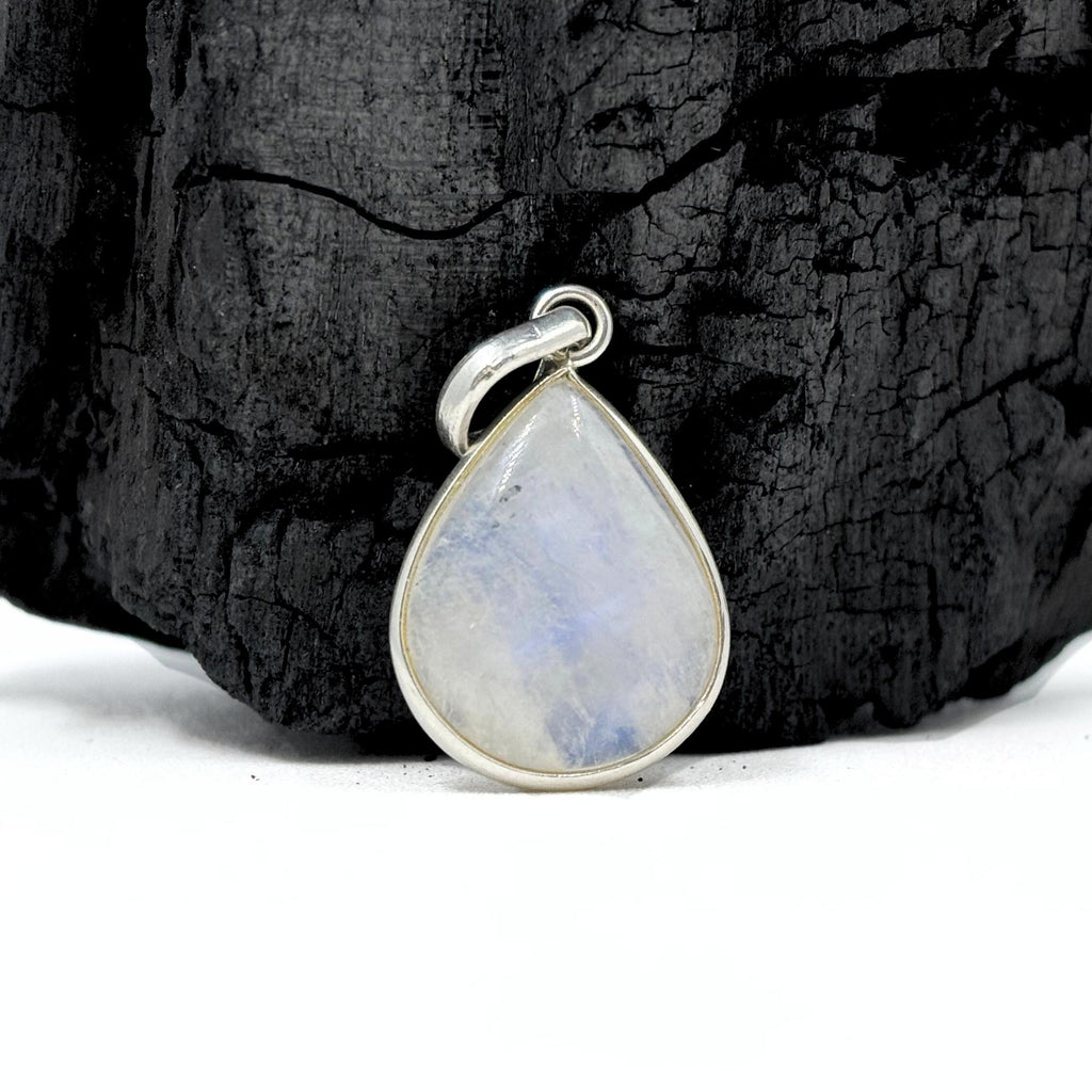 Moonstone Teardrop Pendant in 925 Sterling Silver – Minimalist Rainbow Moonstone Necklace, Dainty Boho Gemstone Jewelry Gift for Her