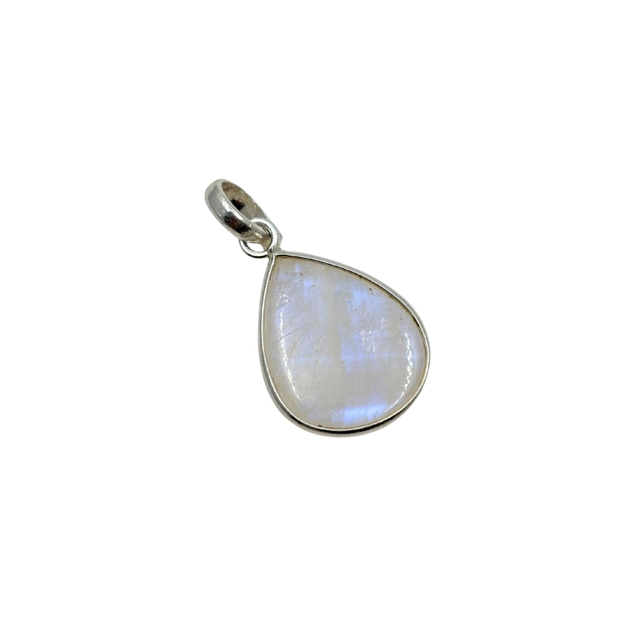 Moonstone Teardrop Pendant in 925 Sterling Silver – Minimalist Rainbow Moonstone Necklace, Dainty Boho Gemstone Jewelry Gift for Her