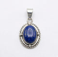 Oval Lapis Lazuli Sterling Silver Pendant – Deep Blue Boho Spiritual Charm
