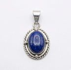 Oval Lapis Lazuli Sterling Silver Pendant – Deep Blue Boho Spiritual Charm