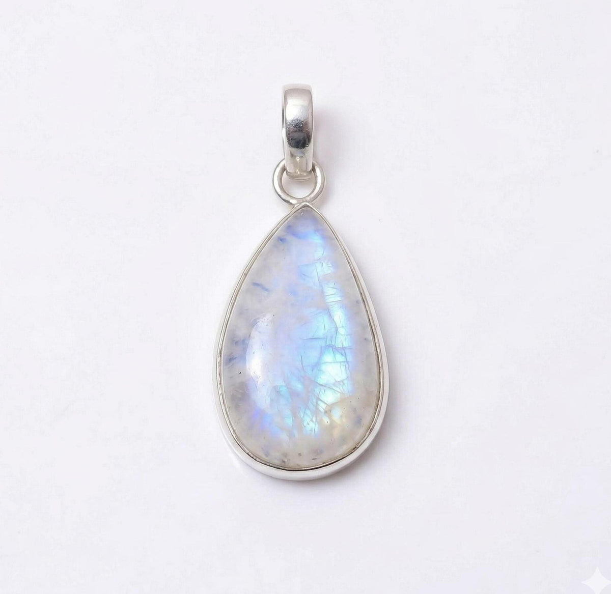 Teardrop Moonstone Pendant – 925 Sterling Silver Boho Gemstone Necklace
