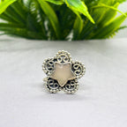 Rose Quartz Star Ring: 925 Sterling Silver Celestial Jewelry