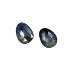 Rose Cut Sapphire Slices: Natural Untreated Gemstone Pair, Flat Back