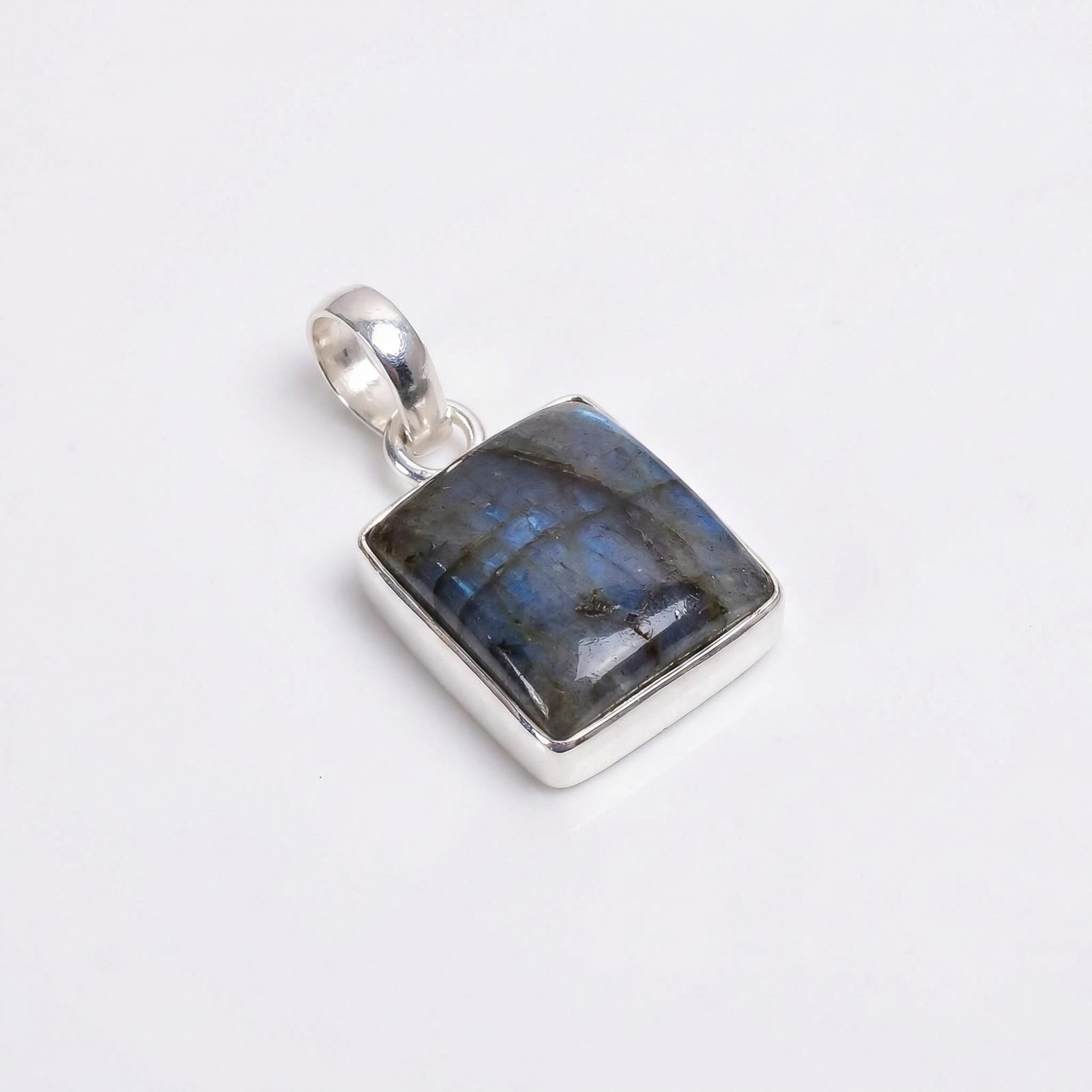 Labradorite Oval Pendant: Sterling Silver Celestial Necklace