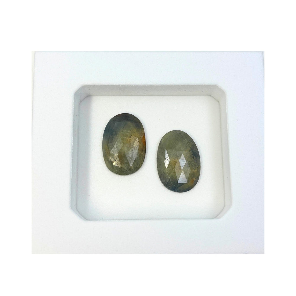 Rose Cut Sapphire Slices: Untreated Gemstone Pair for Jewelry