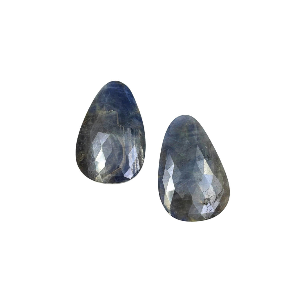 Rose Cut Sapphire Slices: Untreated Gemstone Pair for Jewelry