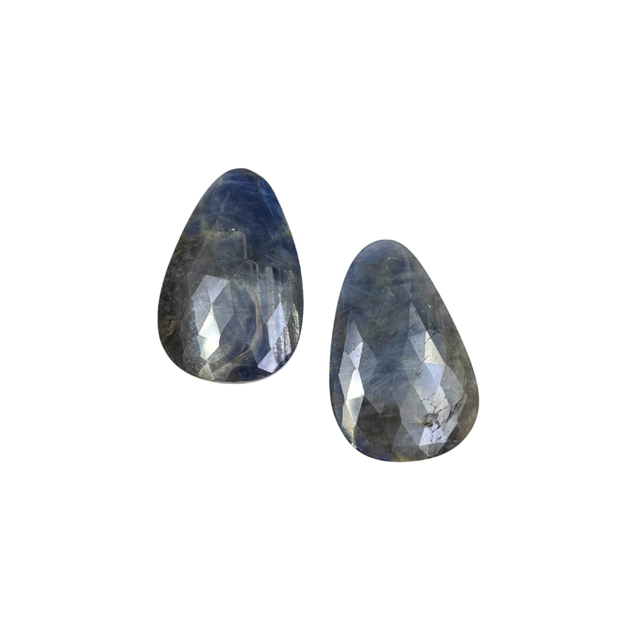 Rose Cut Sapphire Slices: Untreated Gemstone Pair for Jewelry