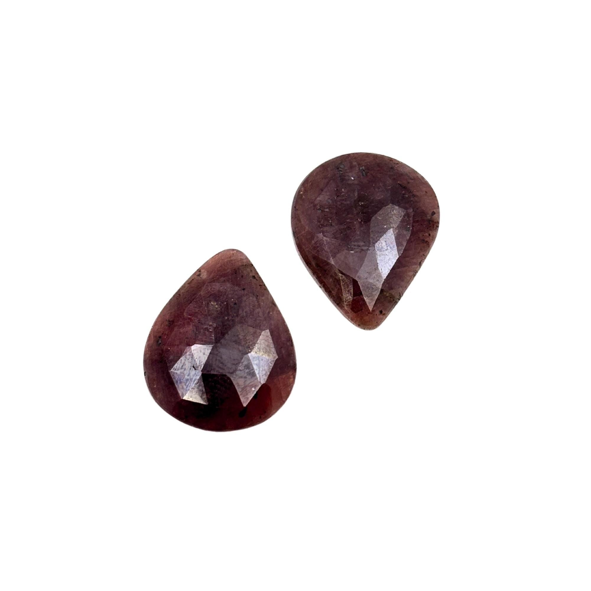 Rose Cut Sapphire Slices: Untreated Gemstone Pair, Fancy Shape