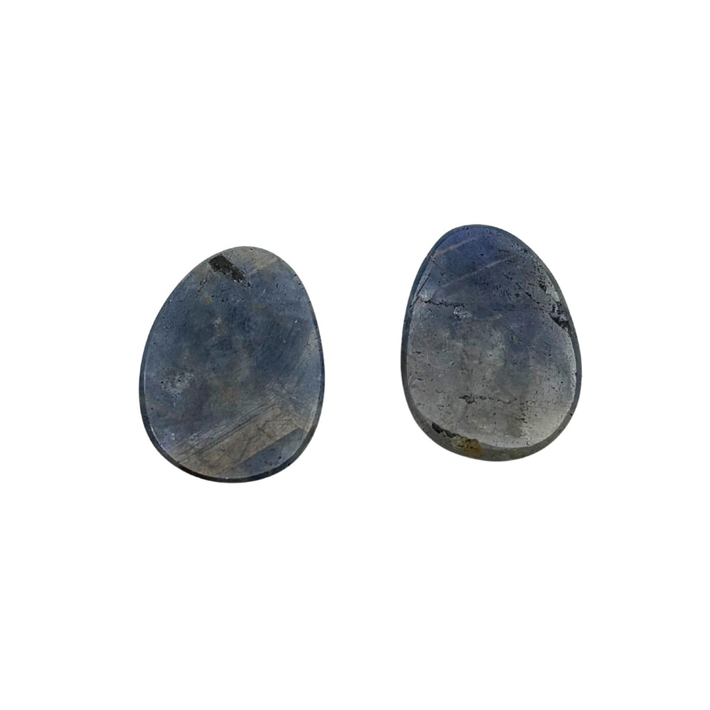 Rose Cut Sapphire Slices: Natural Untreated Gemstone Pair, Flat Back