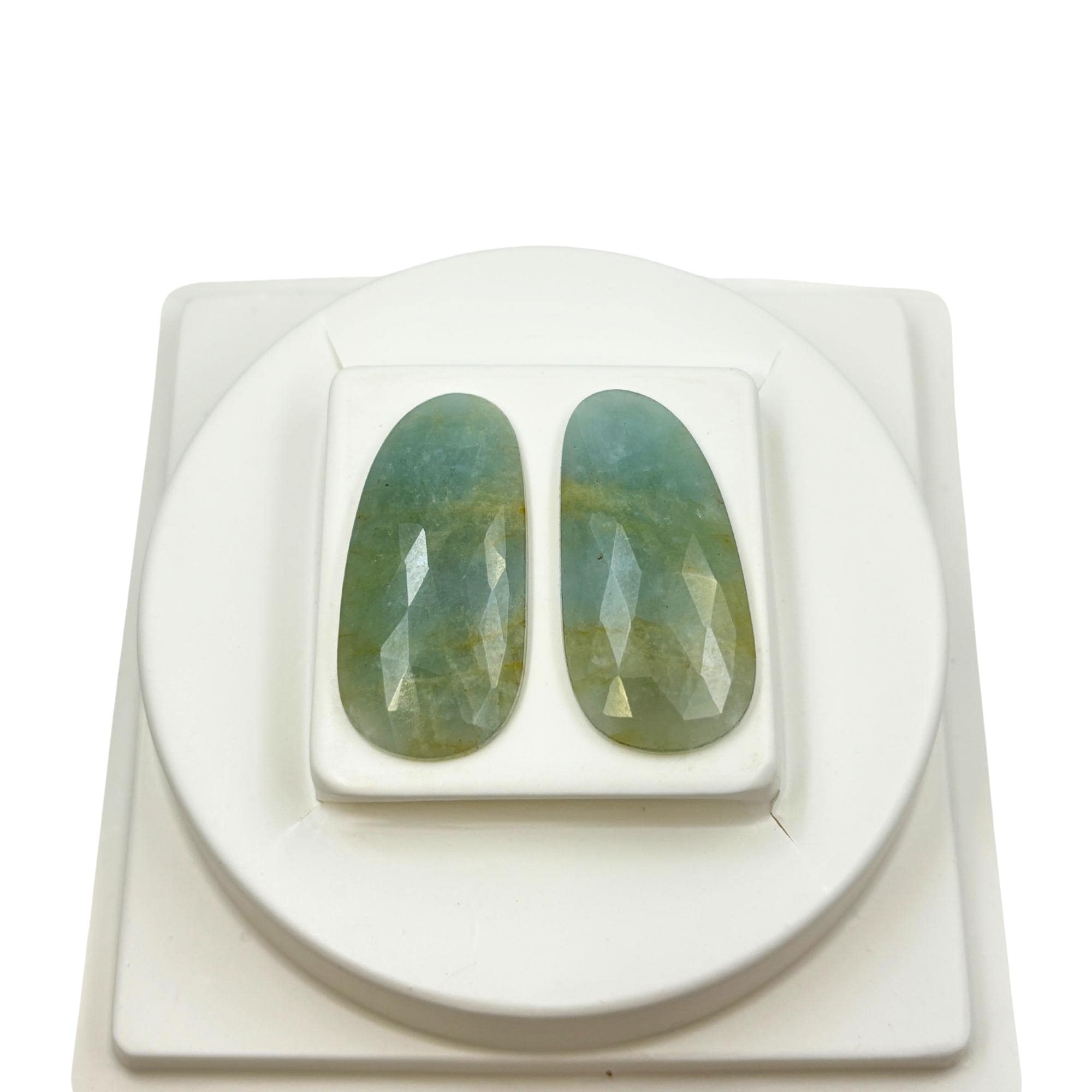 Rose Cut Sapphire Gemstone Slices: Natural Flat Back Pair