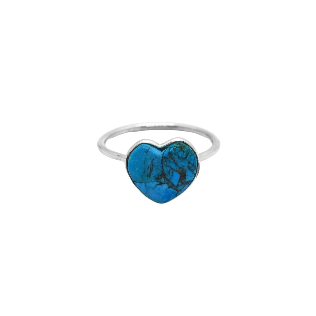 Natural Turquoise Heart Ring | 925 Sterling Silver | December Birthstone | Boho Gemstone Band | Handmade Jaipur