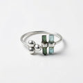 Raw Green Tourmaline Bar Sterling Silver Ring | Handmade Gemstone Stacking Ring | Minimalist Modern Jewelry