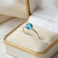 Blue Topaz Sterling Silver Ring: Handmade Minimalist Birthstone Jewelry