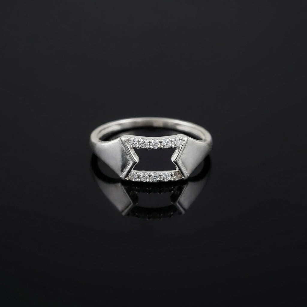 Sterling Silver CZ Arrow Ring, Geometric Chevron Pavé Band, Modern Stacker Jewelry