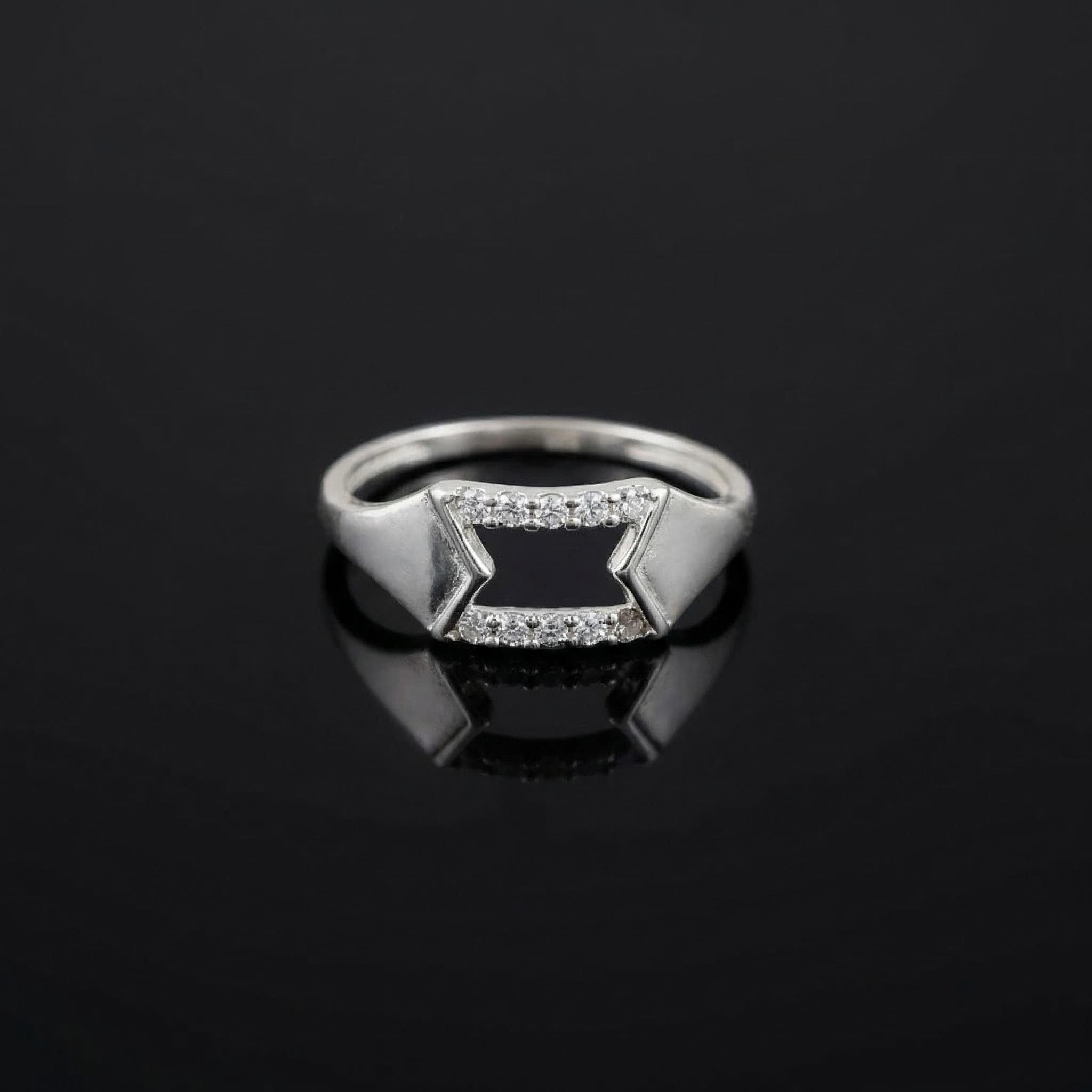 Sterling Silver CZ Arrow Ring, Geometric Chevron Pavé Band, Modern Stacker Jewelry