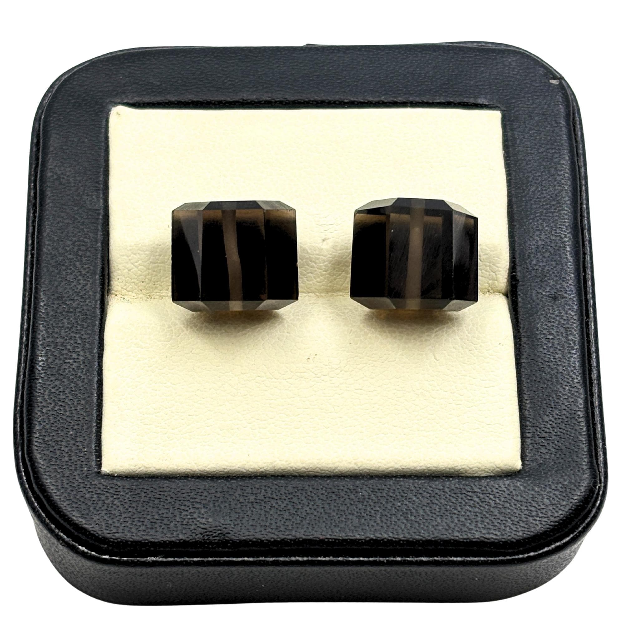 Smoky Quartz Beads: 10mm Faceted Cube, DIY Jewelry (2 Pcs)